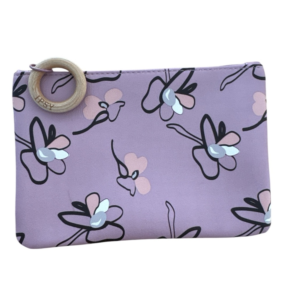 Ipsy Glam Bag Floral Purple Clutch makeup accessory essential pouch